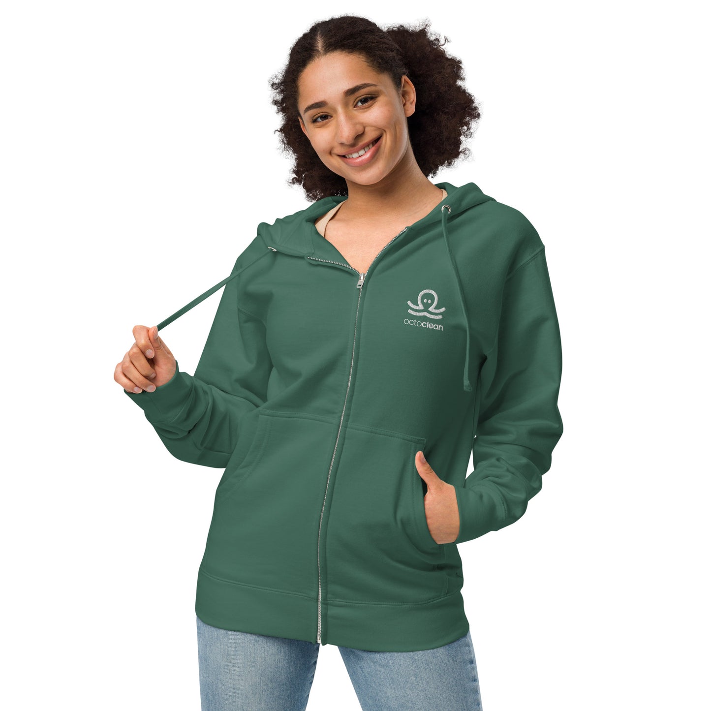 Unisex Fleece Embroidered OctoClean Zip Up