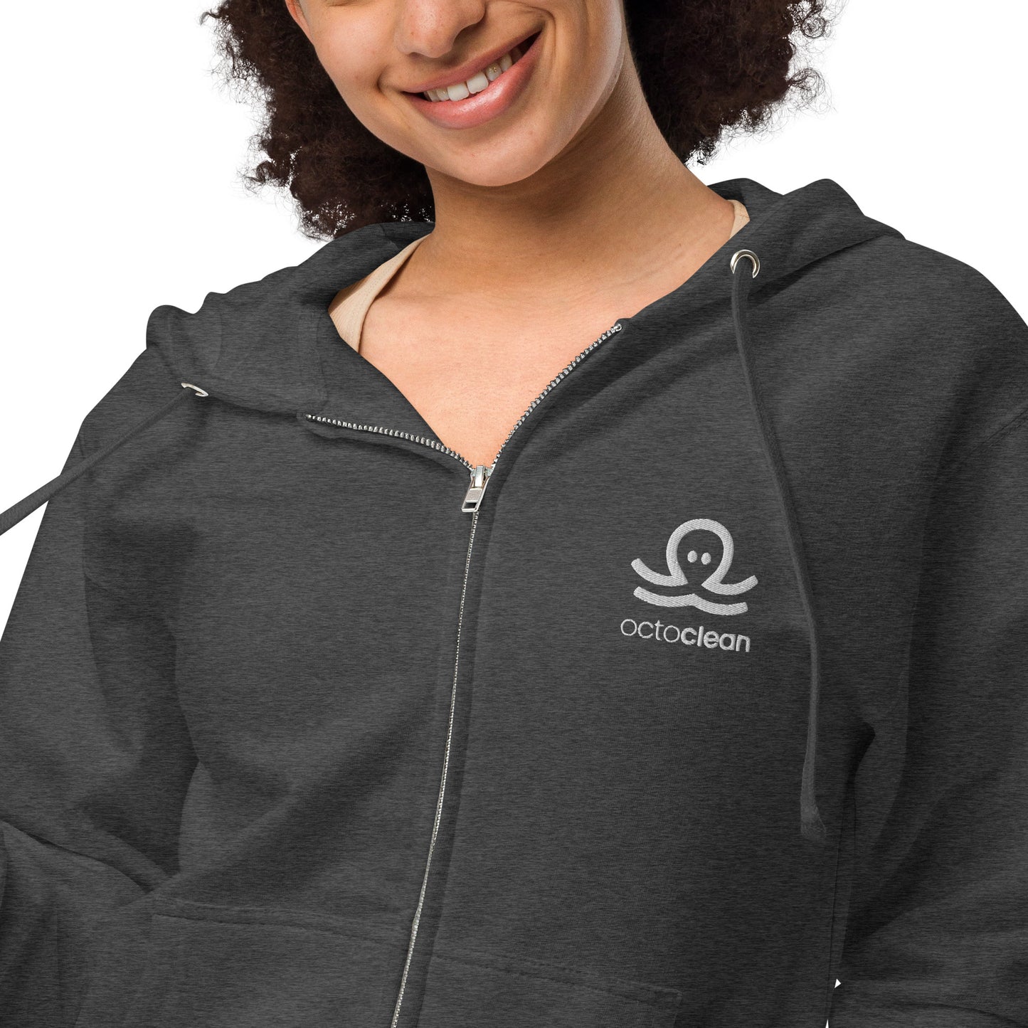 Unisex Fleece Embroidered OctoClean Zip Up